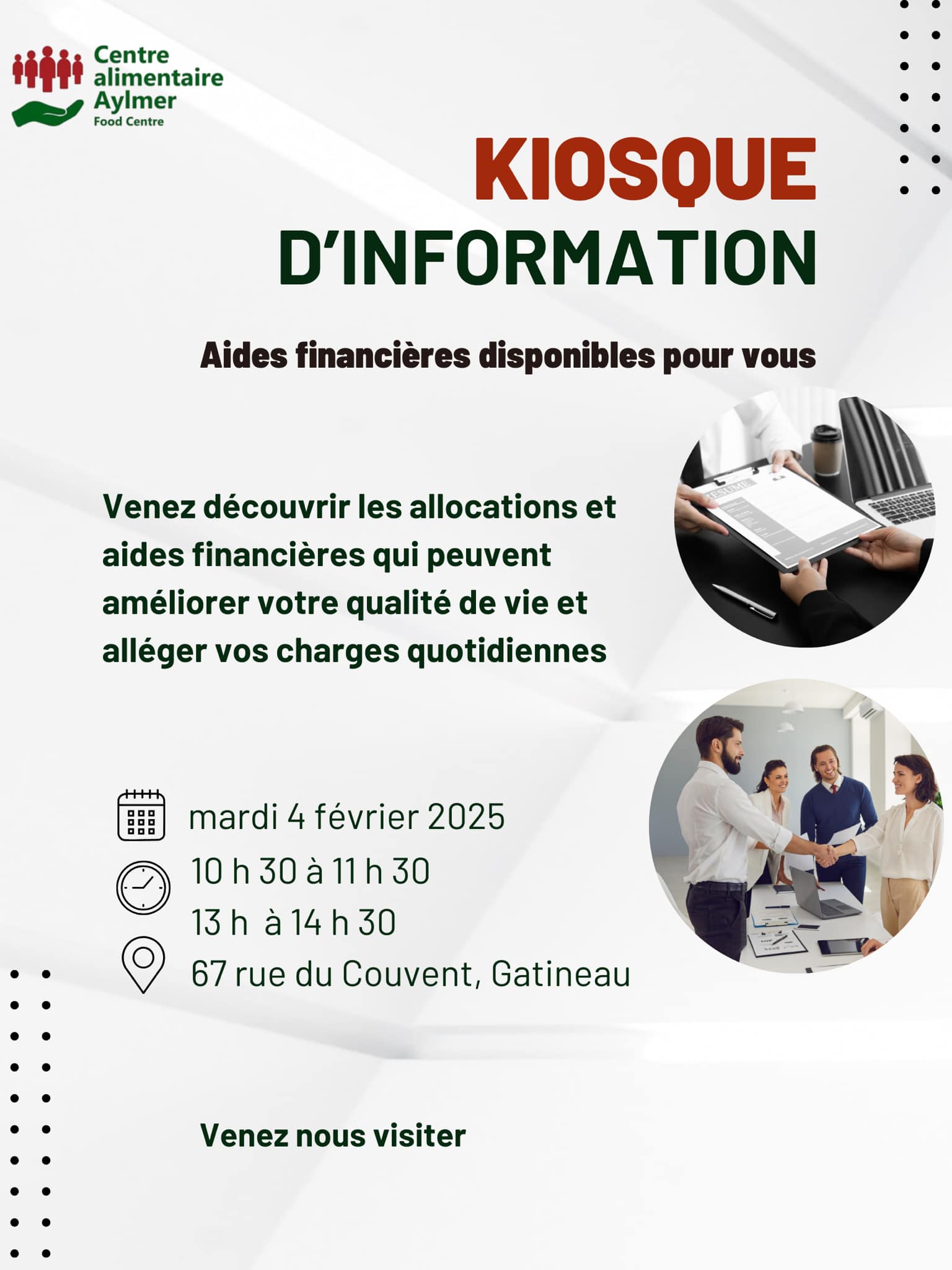 Kiosque d’information : les aides financières